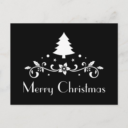 Eenvoudige zwarte en witte kerst briefkaart (Voorkant)