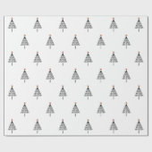 Eenvoudige zwarte en witte kerstboom Gold Star Cadeaupapier (Vlak)