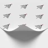 Eenvoudige zwarte en witte kerstboom Gold Star Cadeaupapier (Hoek)