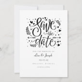 Eenvoudige Zwarte en Witte Landelijke Script Save Kaart (Voorkant)