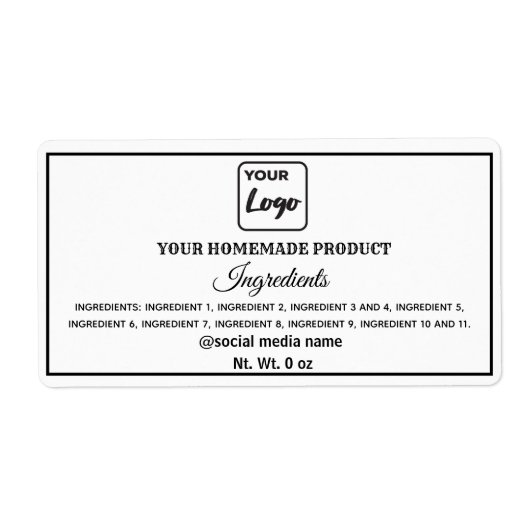 Eenvoudige zwarte en witte logo etiket (Voorkant)