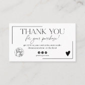 Eenvoudige zwarte en witte manuscriptorde dank u visitekaartje (Voorkant)