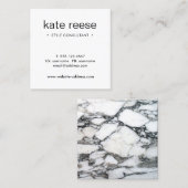 Eenvoudige zwarte en witte marmer Professional Vierkante Visitekaartje (Voorkant / Achterkant)