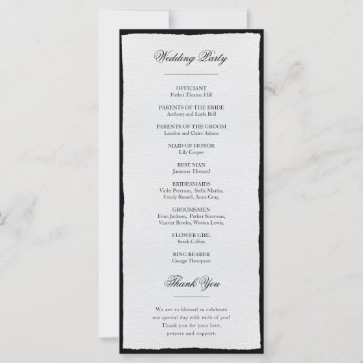 Eenvoudige Zwarte En Witte Minimalistische Huwelij (Achterkant)