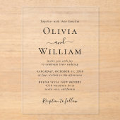 Eenvoudige Zwarte En Witte Minimalistische Trouwda Acryl Uitnodigingen (Voorkant)