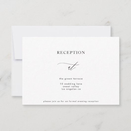 Eenvoudige zwarte en witte moderne Calli-ontvangst Kaart (Voorkant)