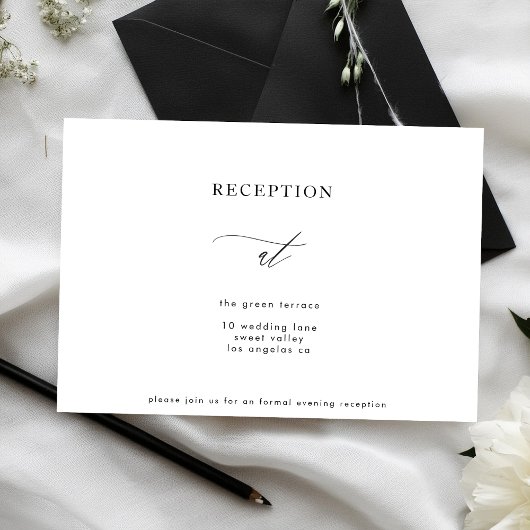 Eenvoudige zwarte en witte moderne Calli-ontvangst Kaart