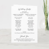 Eenvoudige Zwarte en Witte Moderne Trouwdag Programma (Achterkant)