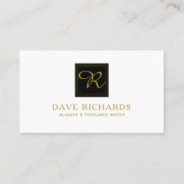 Eenvoudige zwarte en witte monogram blogger en sch visitekaartje