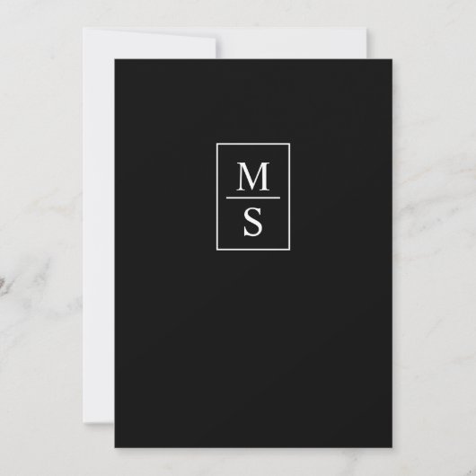 Eenvoudige zwarte en witte monogram bruiloft kaart (Voorkant)