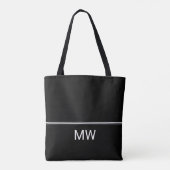 Eenvoudige zwarte en witte monogram sjabloon tote bag (Achterkant)