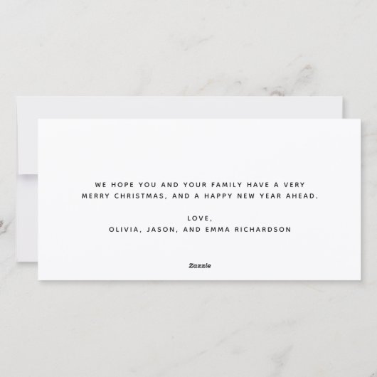 Eenvoudige zwarte en witte multi-foto, prettig ker feestdagenkaart (Achterkant)