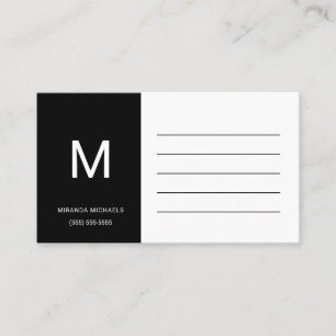 Eenvoudige zwarte en witte naam Contact Visiting K Visitekaartje