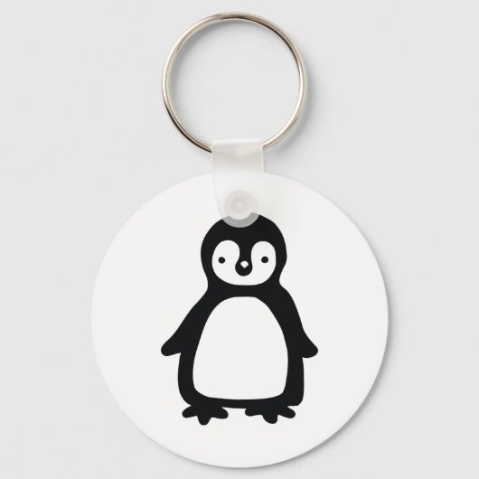 Eenvoudige zwarte en witte pinguïn sleutelhanger (Voorkant)