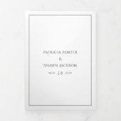 Eenvoudige Zwarte en Witte QR Code Elegante Trouw Drieluik Uitnodiging (Cover)