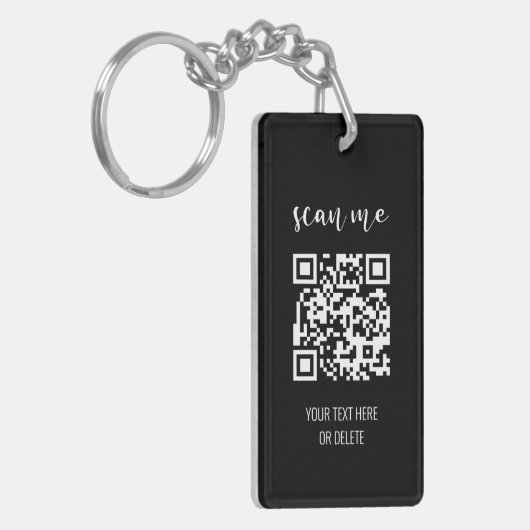 Eenvoudige zwarte en witte QR-code Sleutelhanger (Voorkant Links)