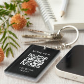 Eenvoudige zwarte en witte QR-code Sleutelhanger (Voorkant Rechts)