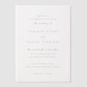 Eenvoudige Zwarte en Witte Schone Bruiloft Vellum Uitnodigingen (Voorkant)