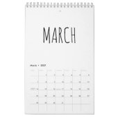 Eenvoudige Zwarte en Witte Script Calligrafie Kalender (Mar 2027)