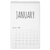 Eenvoudige Zwarte en Witte Script Calligrafie Kalender (Jan 2027)
