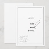 Eenvoudige Zwarte en Witte Script Rand Frame Huwel Kaart (Voorkant / Achterkant)