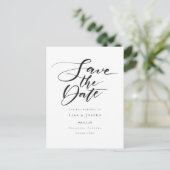 Eenvoudige Zwarte en Witte Script Save the Date Briefkaart (Staand voorkant)