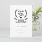 Eenvoudige Zwarte en Witte Script Save the Date Kaart (Staand voorkant)