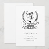 Eenvoudige Zwarte en Witte Script Save the Date Kaart (Voorkant / Achterkant)
