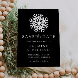 Eenvoudige Zwarte en Witte Sneeuwvlok Save The Date