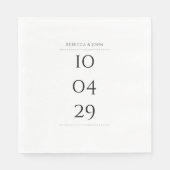 Eenvoudige Zwarte en Witte Speciale Datum Trouwdag Servet (Voorkant)