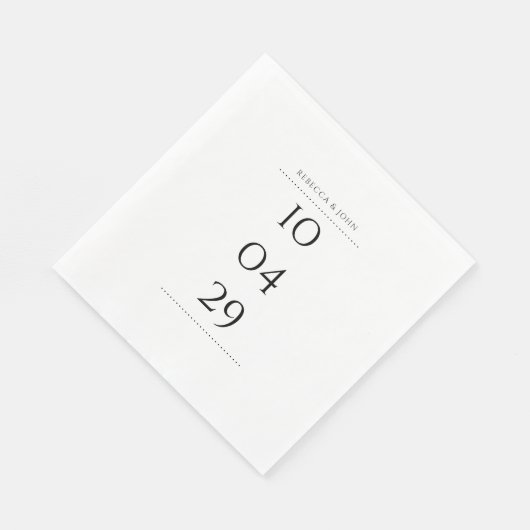 Eenvoudige Zwarte en Witte Speciale Datum Trouwdag Servet (Hoek)