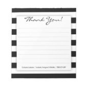 Eenvoudige zwarte en witte strepen Dank u Notitieb Notitieblok (Voorkant)