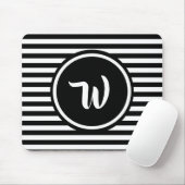 Eenvoudige zwarte en witte strepen Initialen Muismat (Met muis)