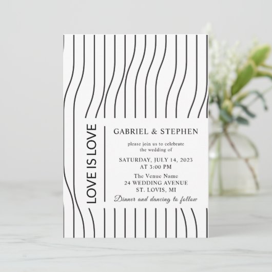 Eenvoudige zwarte en witte strepen. Modern homohuw Kaart (Staand voorkant)