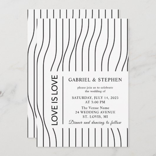 Eenvoudige zwarte en witte strepen. Modern homohuw Kaart (Voorkant / Achterkant)