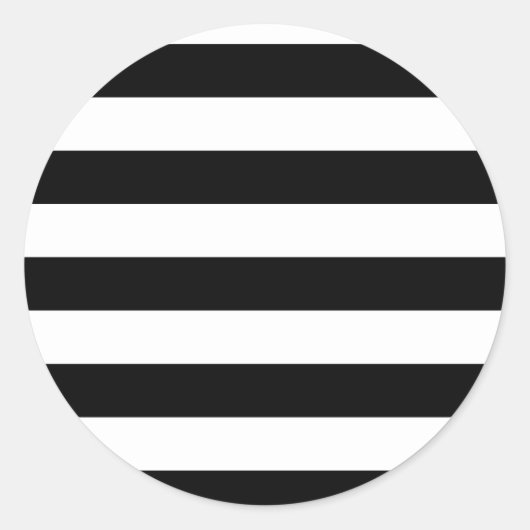 Eenvoudige zwarte en witte strepen ronde sticker (Voorkant)