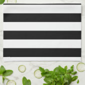 Eenvoudige zwarte en witte strepen theedoek (Gevouwen)