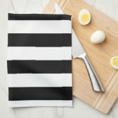 Eenvoudige zwarte en witte strepen theedoek (Quarter Fold)