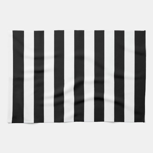 Eenvoudige zwarte en witte strepen theedoek (Horizontaal)