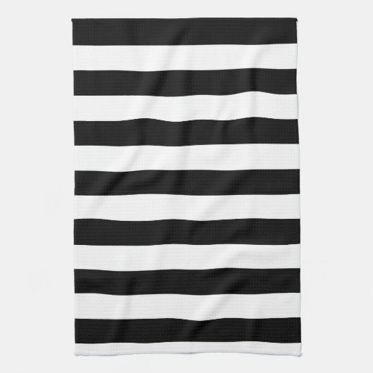 Eenvoudige zwarte en witte strepen theedoek (Verticaal)