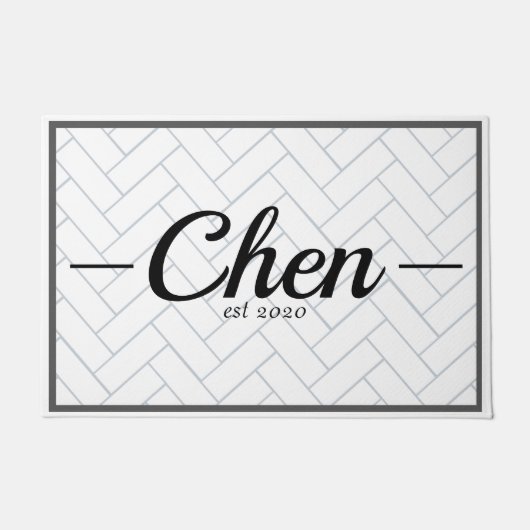 Eenvoudige zwarte en witte Tegel, ingesteld jaar Deurmat (Voorkant)