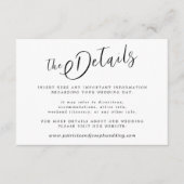 Eenvoudige zwarte en witte trouwgegevens van legan informatiekaartje (Voorkant)