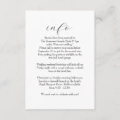 Eenvoudige zwarte en witte trouwgegevens van legan informatiekaartje (Voorkant)