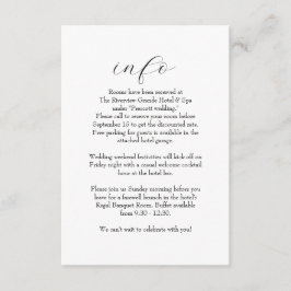 Eenvoudige zwarte en witte trouwgegevens van legan informatiekaartje