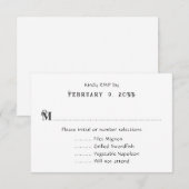 Eenvoudige zwarte en witte trouwmenu antwoordkaart RSVP kaartje (Voorkant / Achterkant)