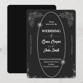 Eenvoudige zwarte en witte trouwuitnodigingskaart kaart (Voorkant / Achterkant)