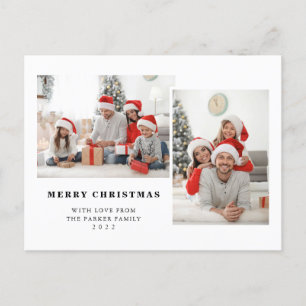 Eenvoudige zwarte en witte twee foto voor prettige feestdagenkaart