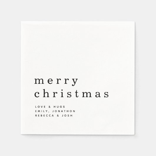 Eenvoudige zwarte en witte typografie Vrolijk kers Servet (Voorkant)