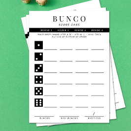 Eenvoudige Zwarte en Witte Vier Ronde Bunco Scorek Kaart