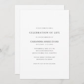 Eenvoudige zwarte en witte viering van het leven kaart (Voorkant / Achterkant)